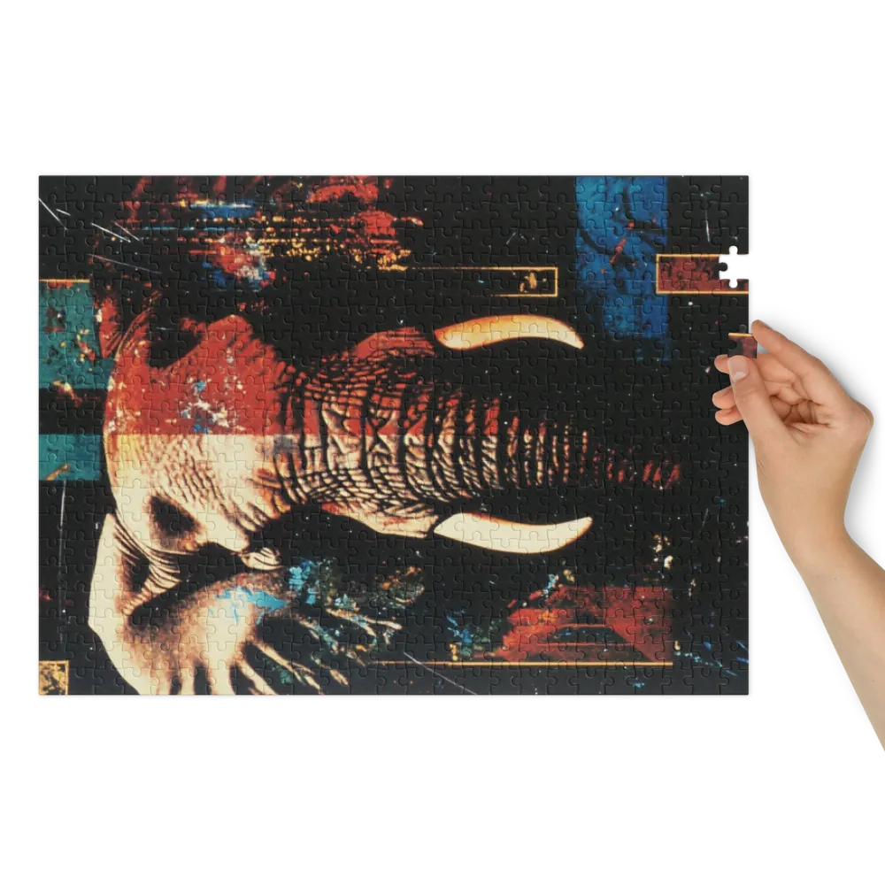 Retrato Fragmentado de Elefante 
 Puzzle em caixa de metal