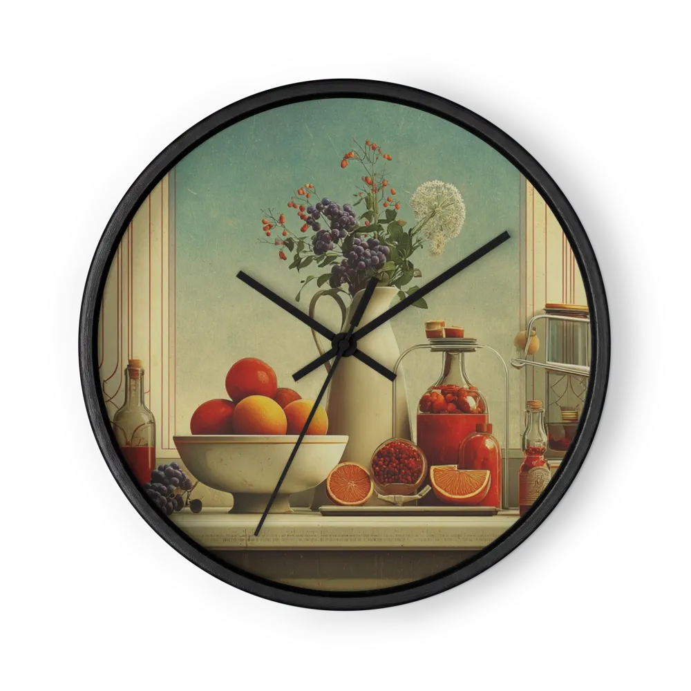 Still Life with Citrus and Botanical Pitcher | Wall Clock
