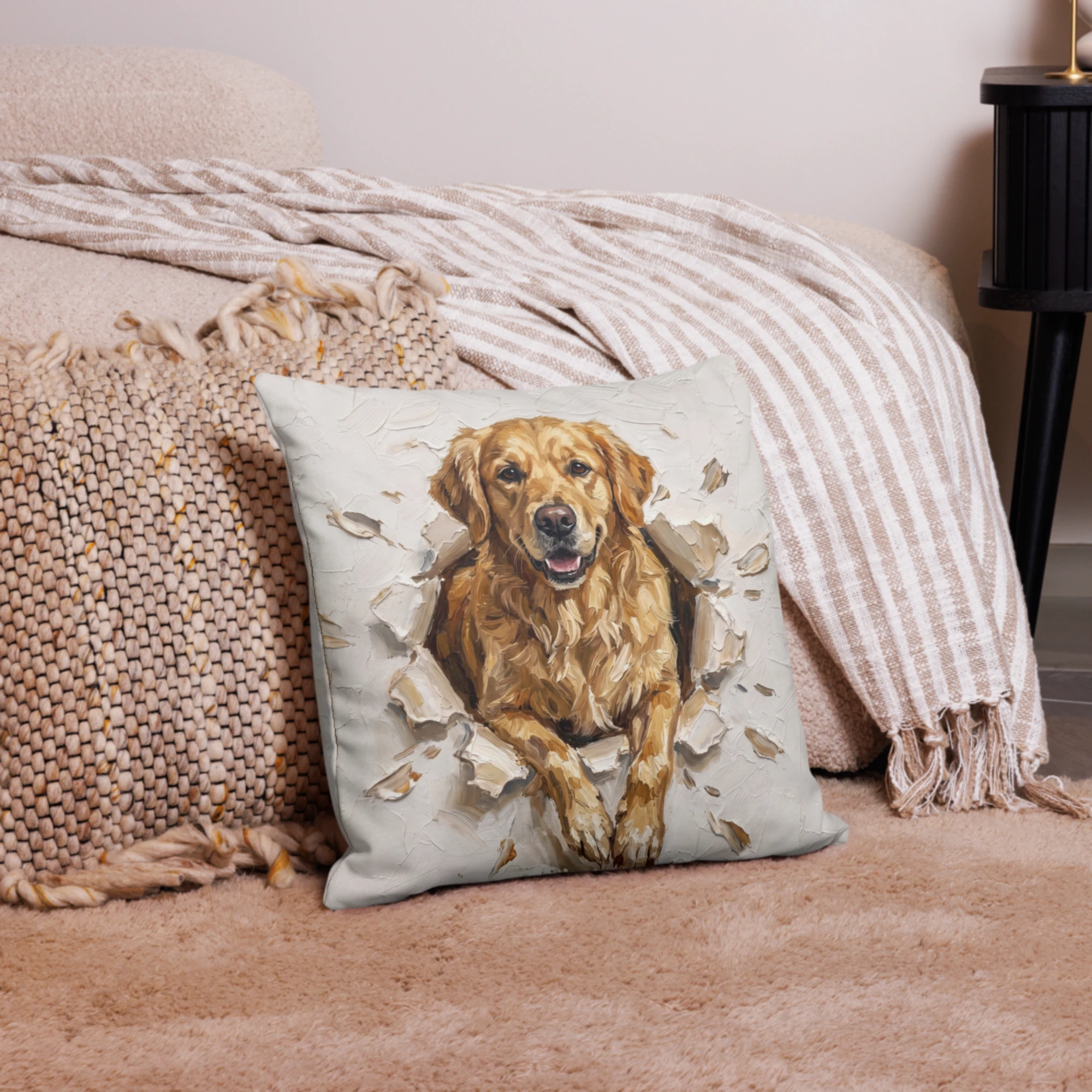 Pet Portrait Pillow — Impasto — Pillow · in setting