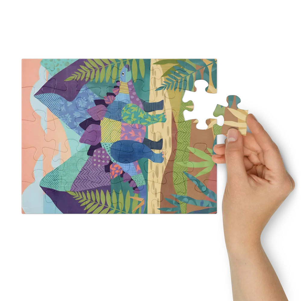 Quilted Stegosaurus 
 Jigsaw Puzzle in Tin Box