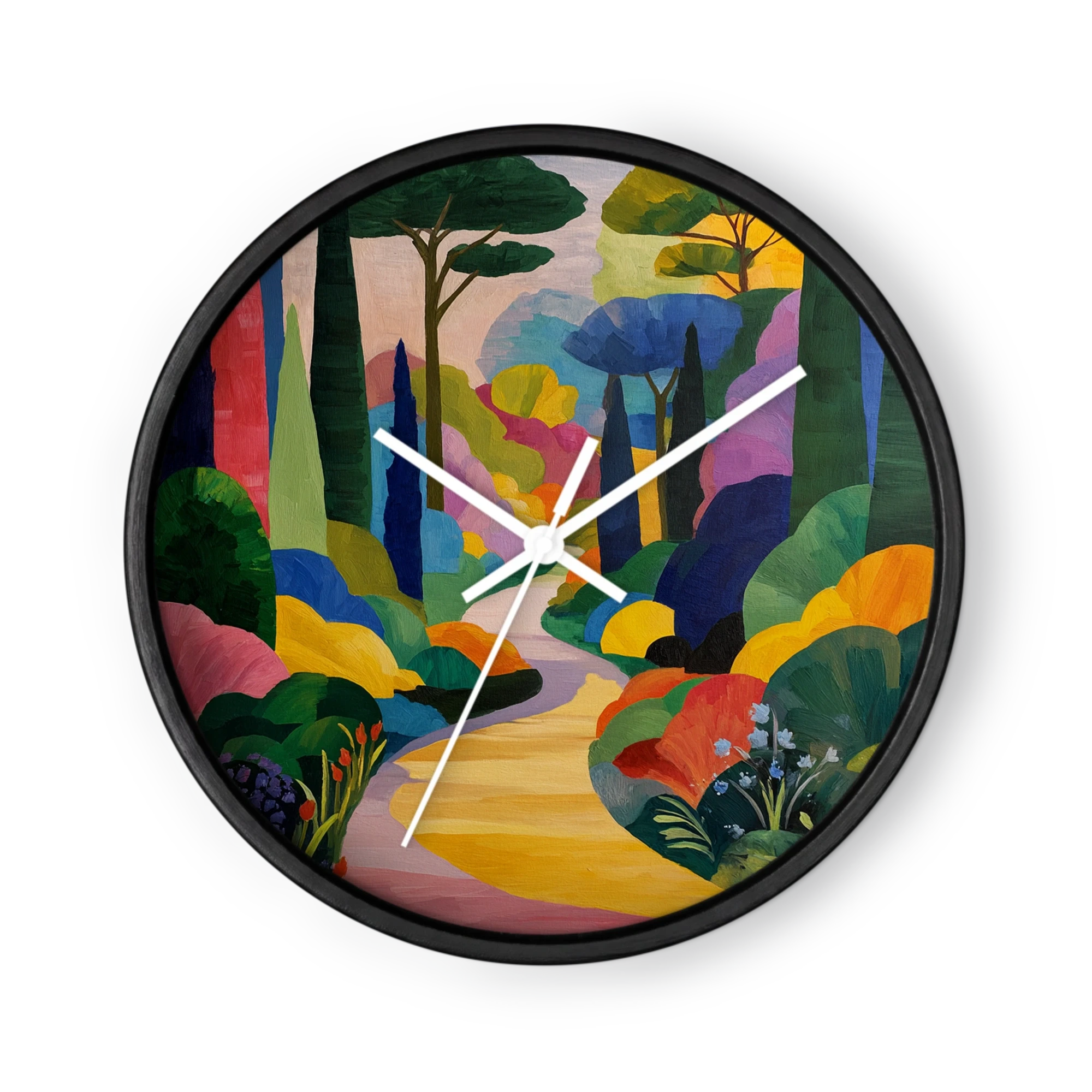 Prismatic Orphism Wall Clocks — Cadmium Yellow And Cobalt