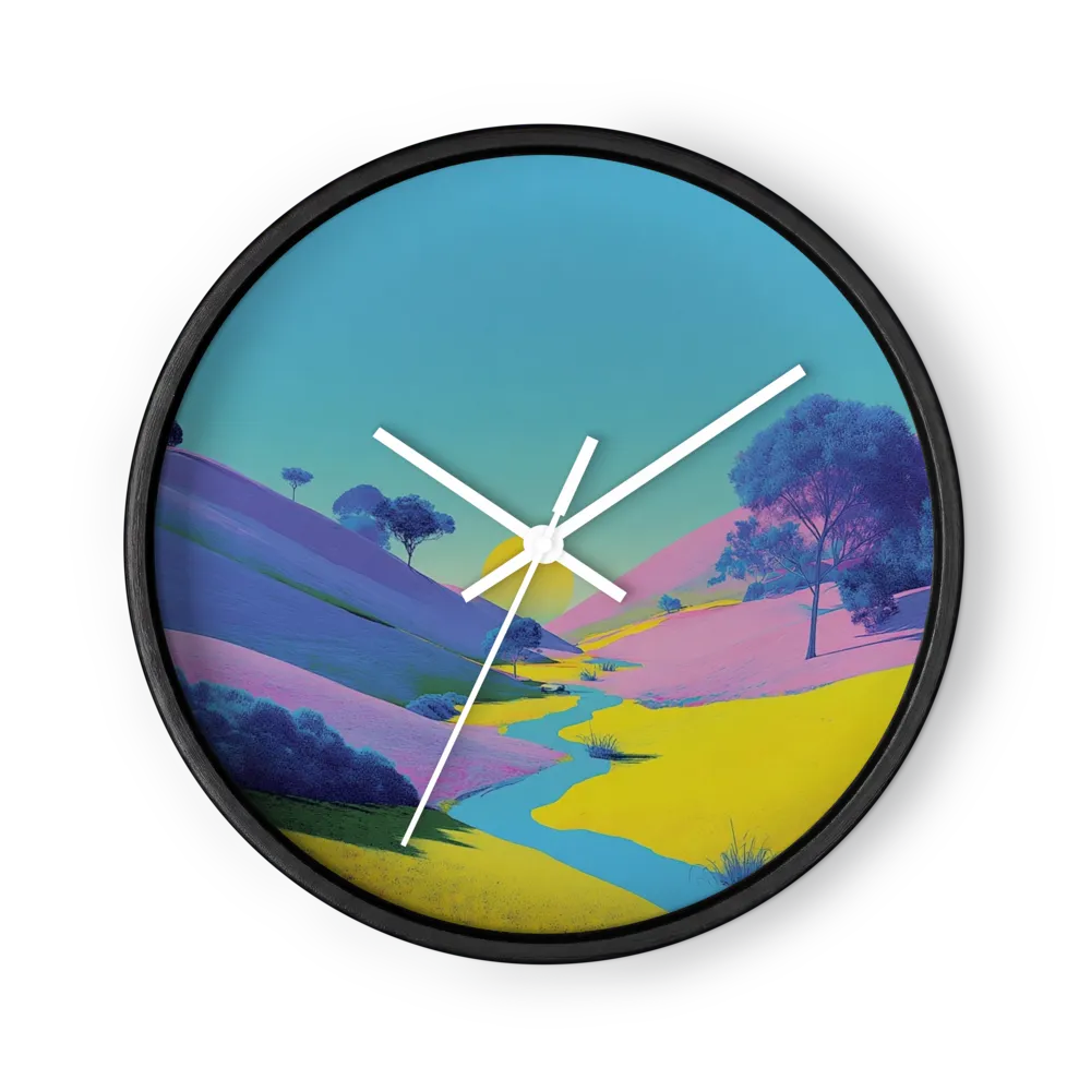 Neon Horizon Valley | Wall Clock