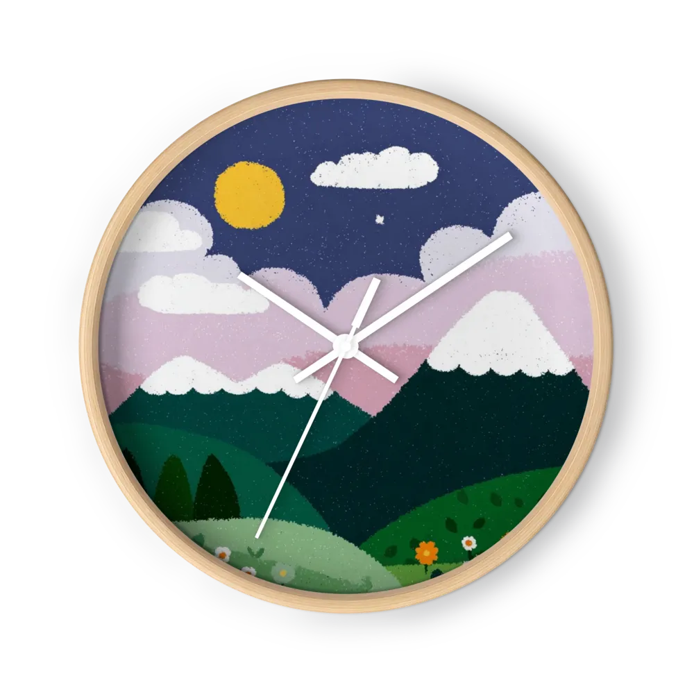 Snowy Peaks Under A Yellow Moon — Navy Dusk, Forest Green