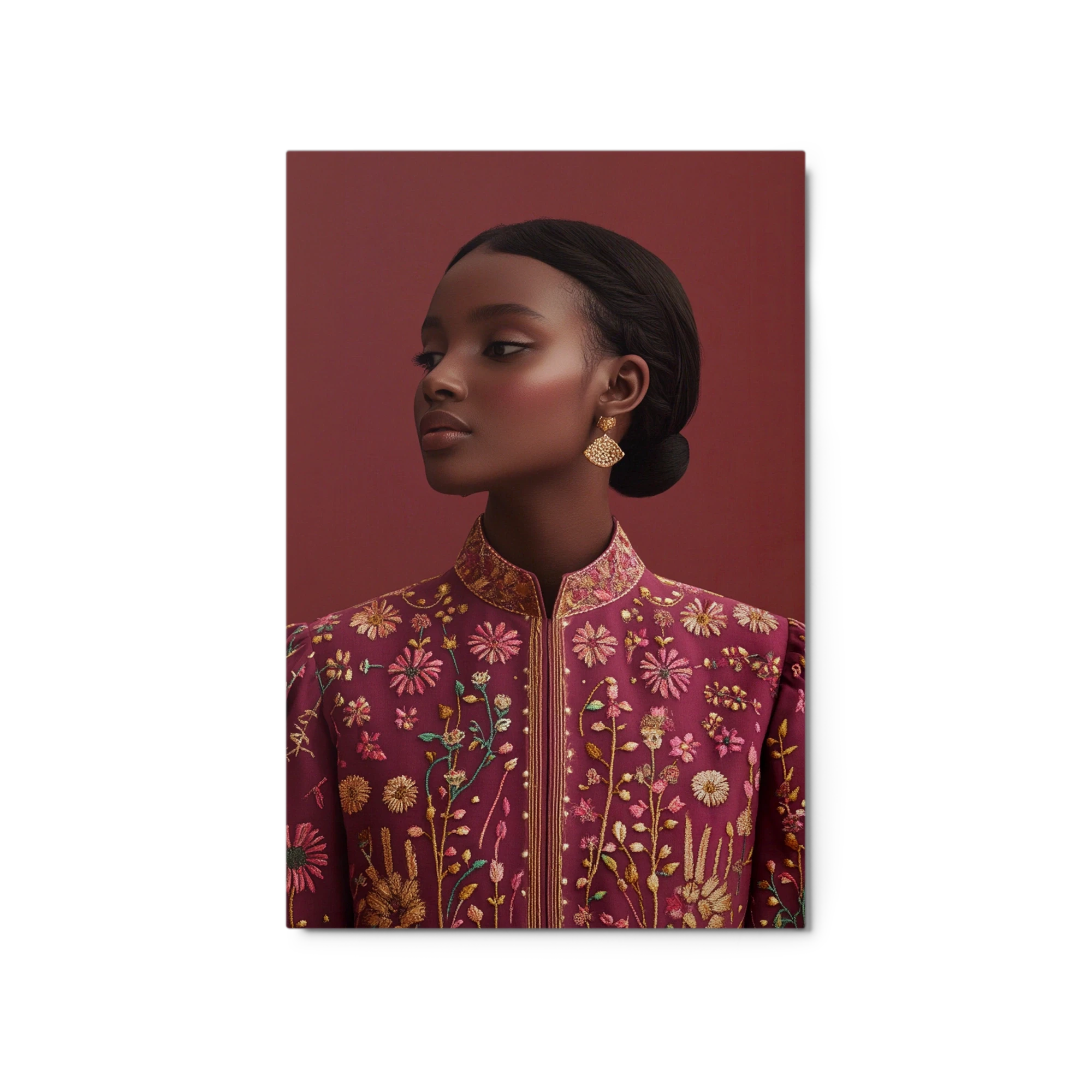 Intricate Embroidered Burgundy Dress