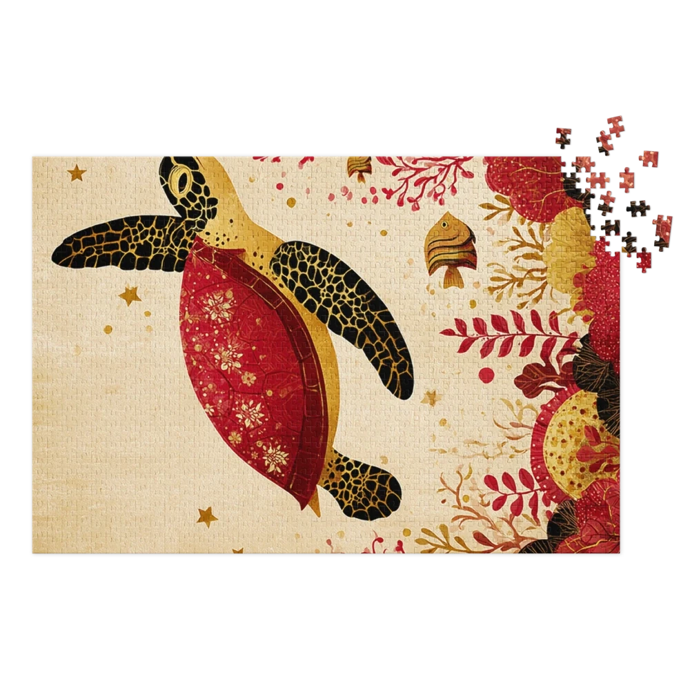 Red and Gold Sea Turtle