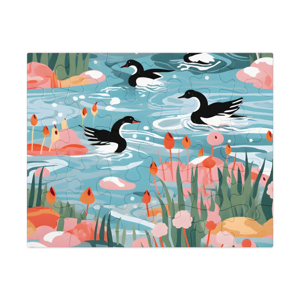 Playful Duck Pond 
 Jigsaw Puzzle in Tin Box