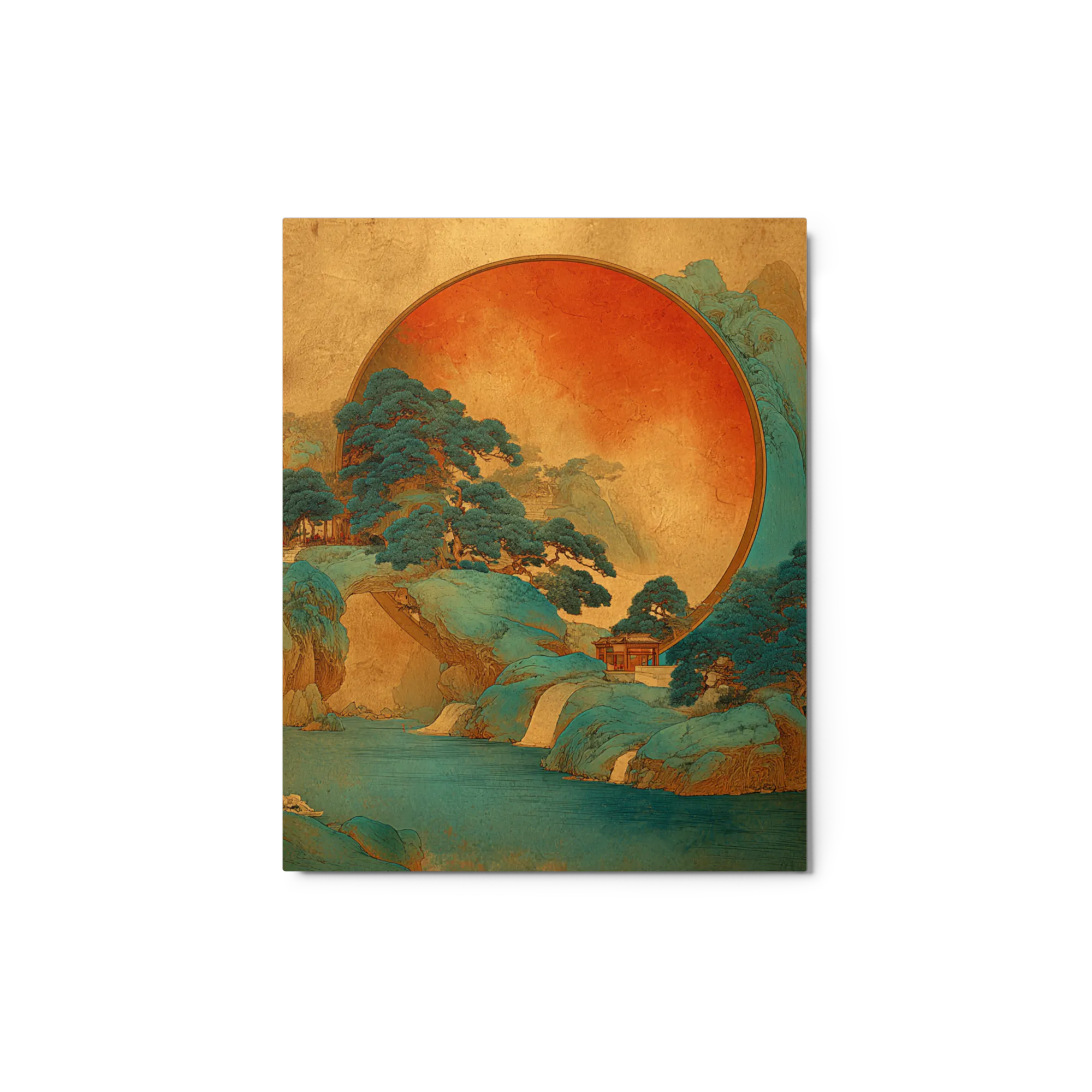 Golden Sun Shanshui 
 Poster with White Frame | 12″x 16″