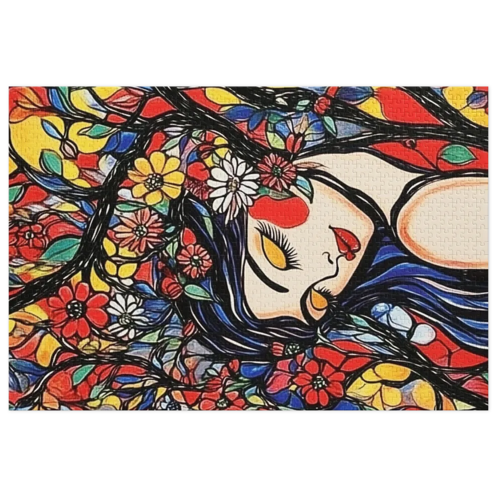 Colorful Floral Woman Illustration | Jigsaw Puzzle (252/520 pieces)