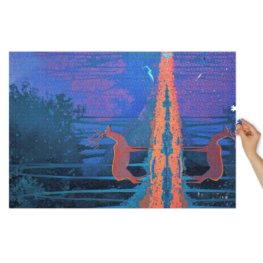 Surreal Deer by Reflective Water | Jigsaw Puzzle (252/520 pieces)