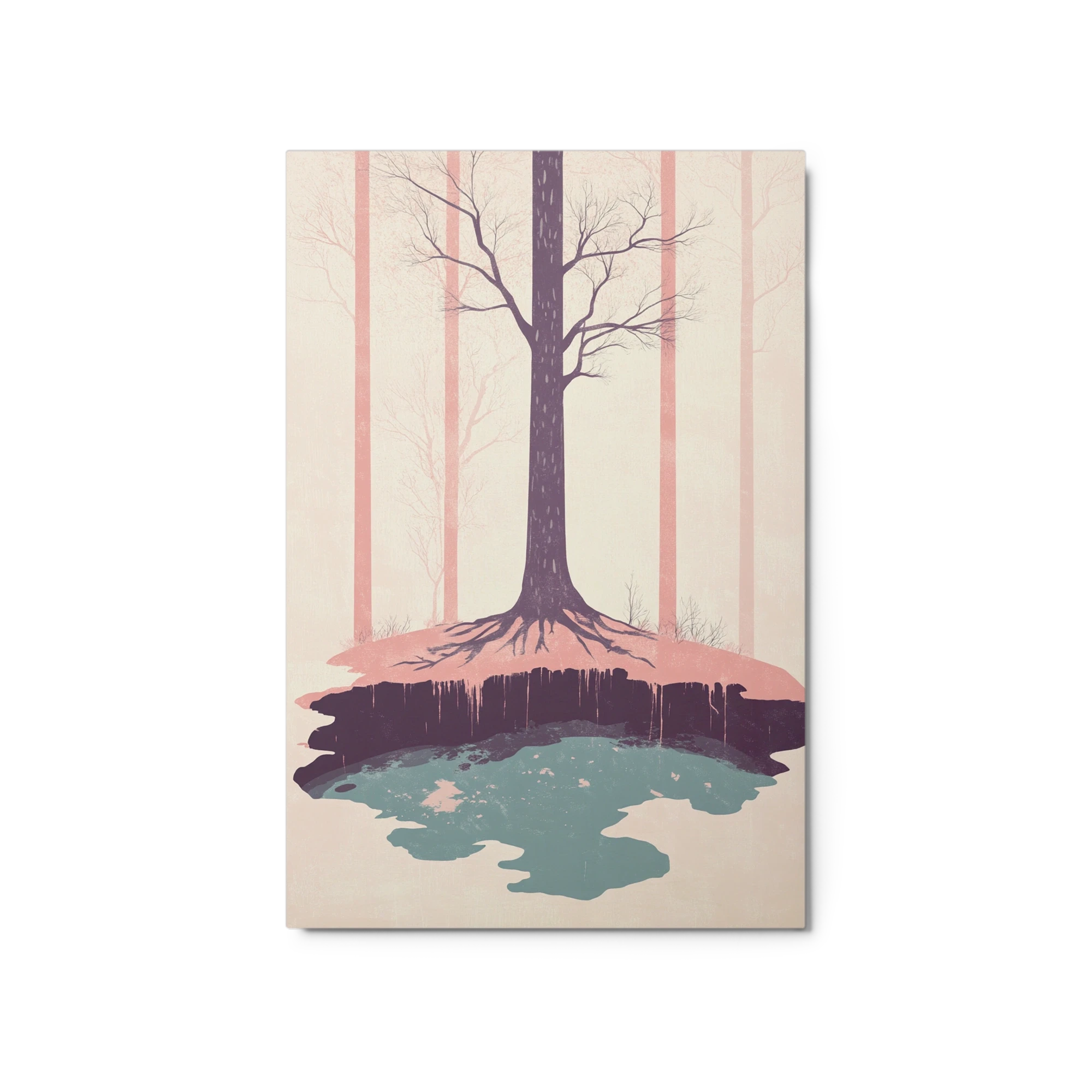 Minimalist Tree and Pond Illustration