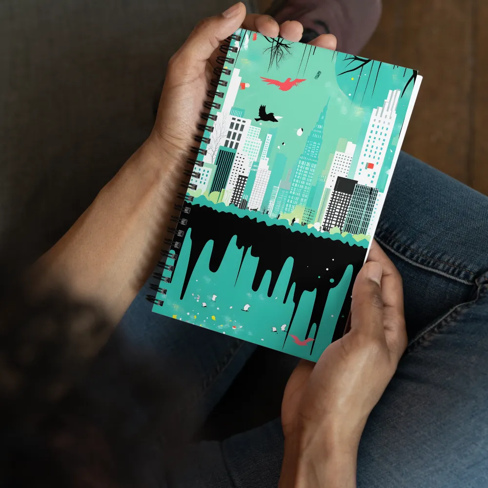 Urban Dreamscape with Birds 
 Spiral Notebook | 140 pages