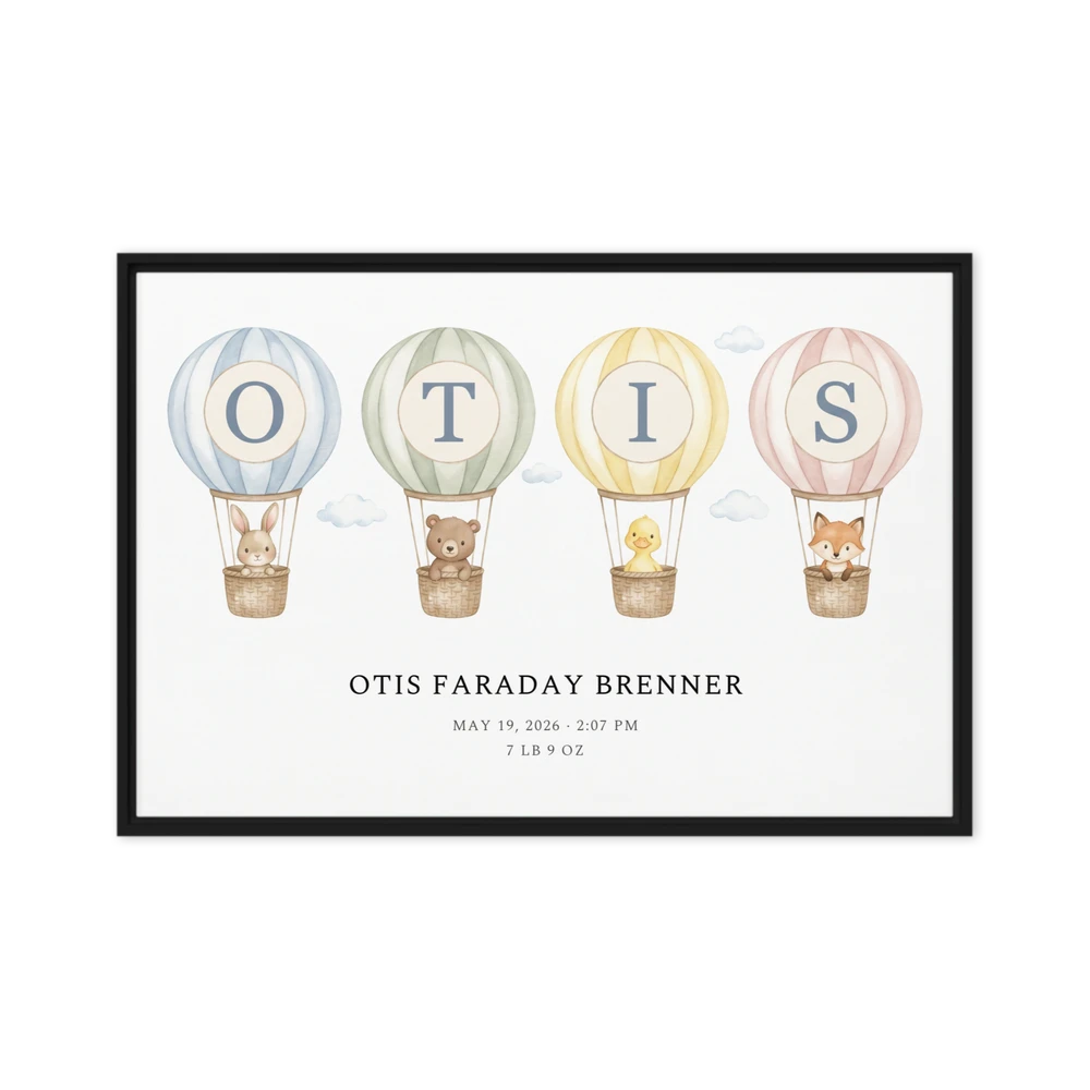 Nursery Name Art — Hot-Air Flotilla