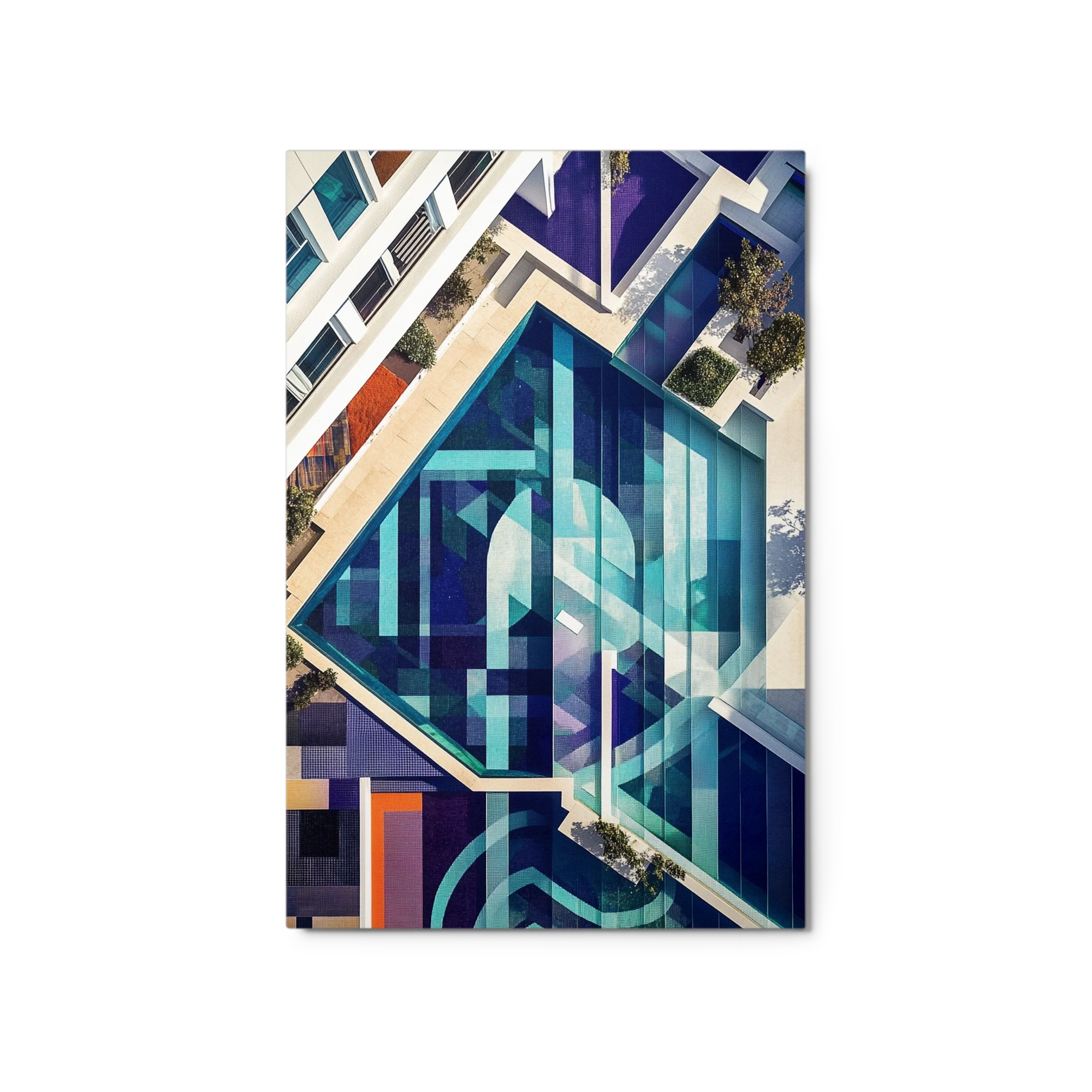 Geometric Aerial View of a Swimming Pool