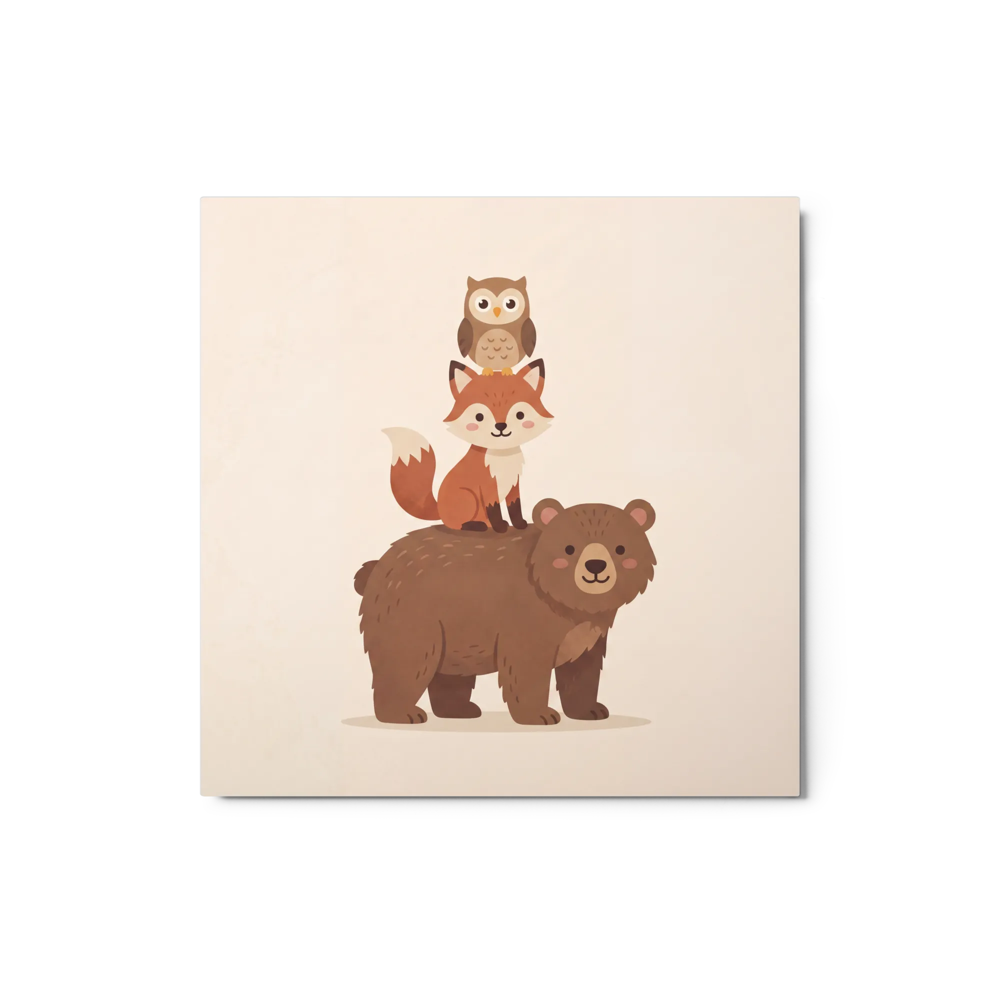 Woodland Friends Totem 
 Canvas | 10″x 10″