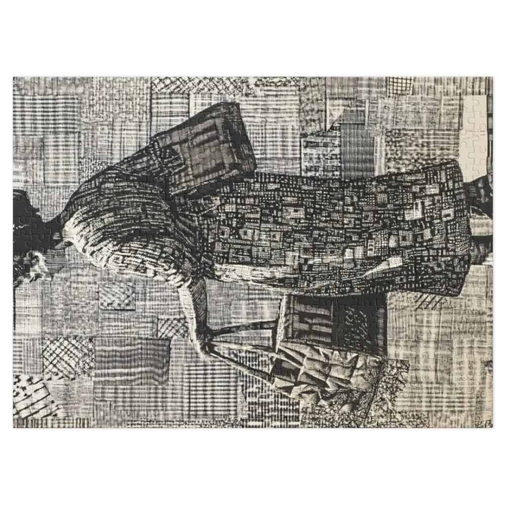 Ink Drawing of Woman with Shopping Bags | Jigsaw Puzzle (252/520 pieces)