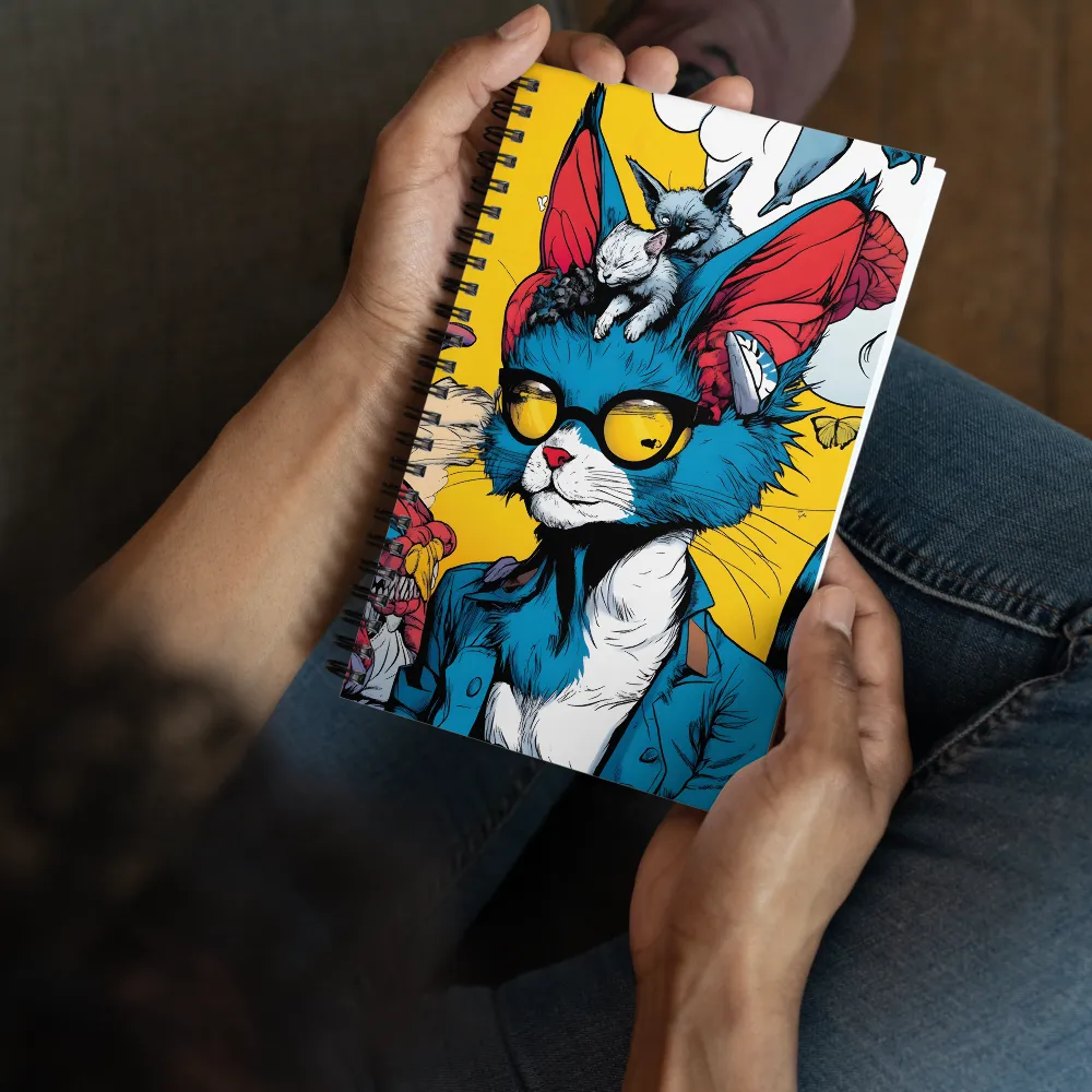 Anthropomorphic Cat with Shades 
 Spiral Notebook | 140 pages