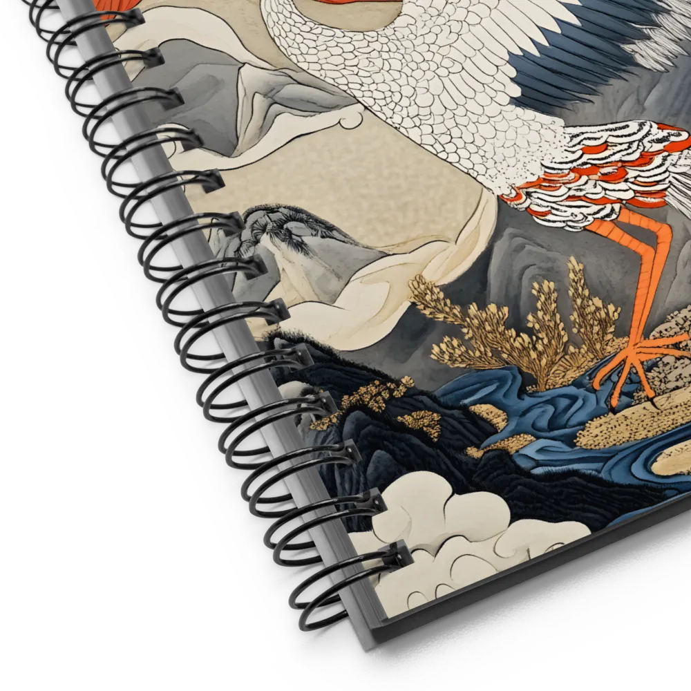 Soaring Crane in Ukiyo-e Landscape 
 Spiral Notebook | 140 pages
