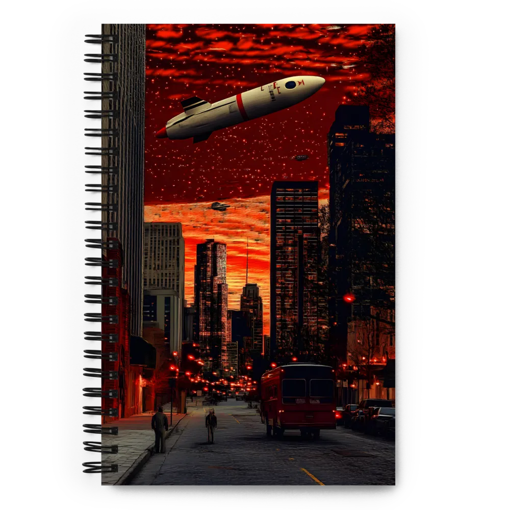 Crimson Future Metropolis 
 Spiral Notebook | 140 pages