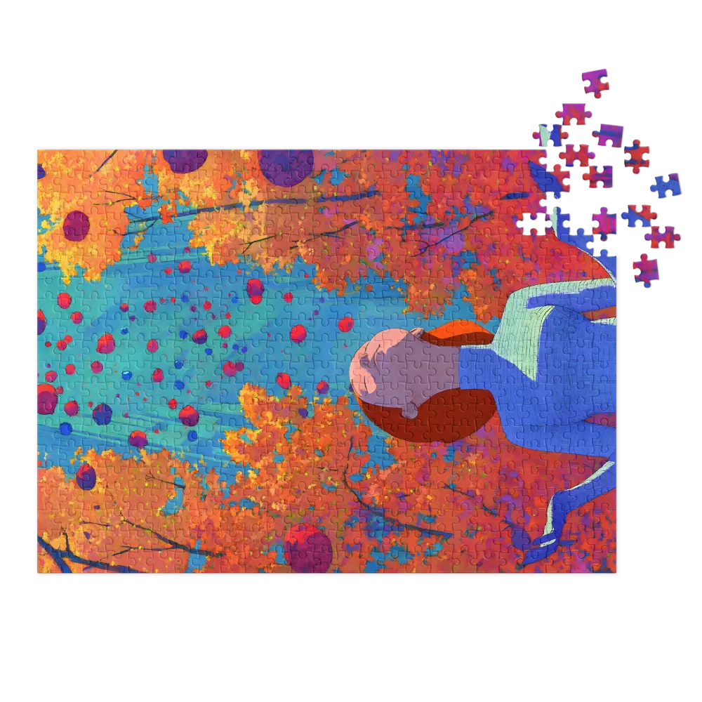 Autumn Woman with Floating Spheres