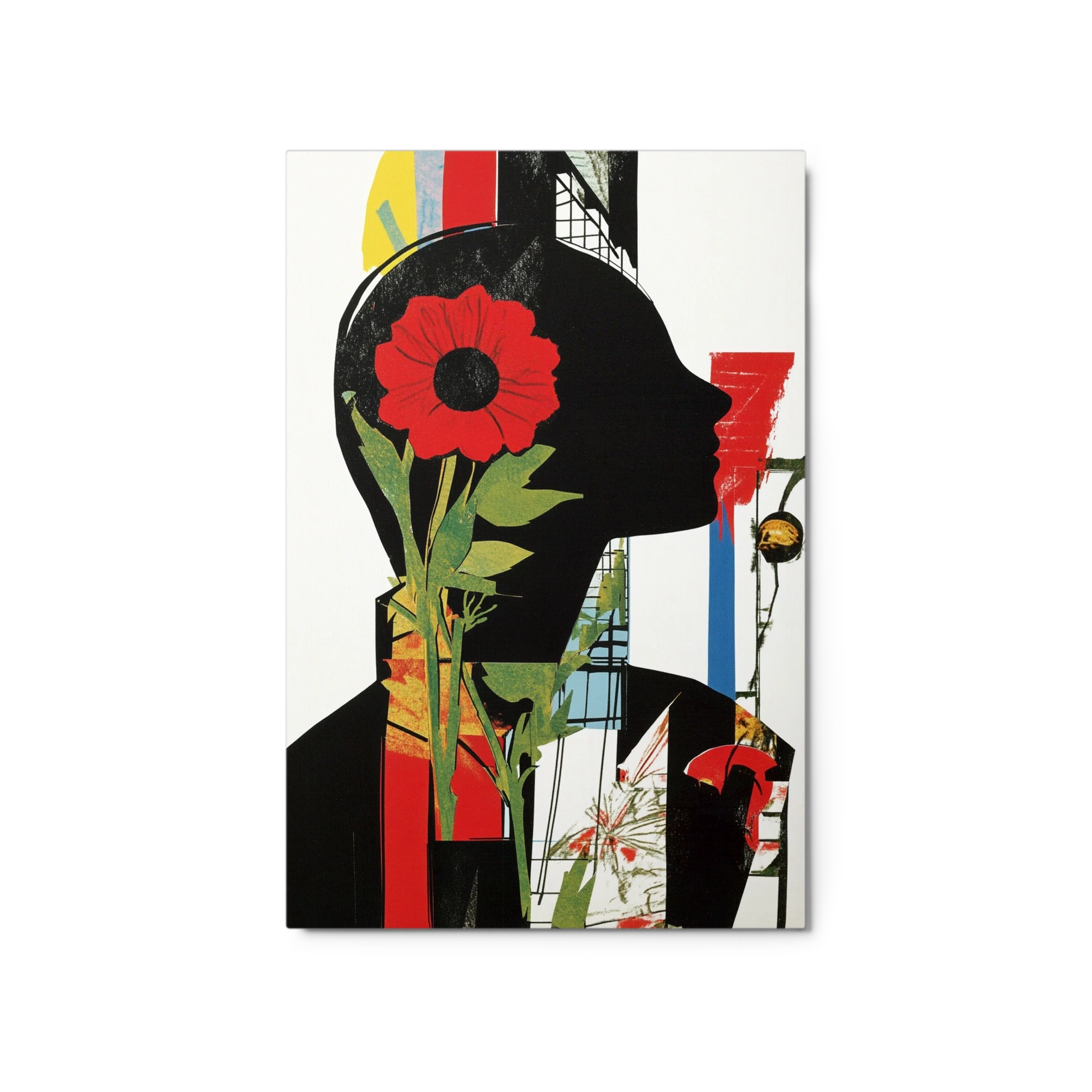 Silhouette with Flower and Abstract Elements