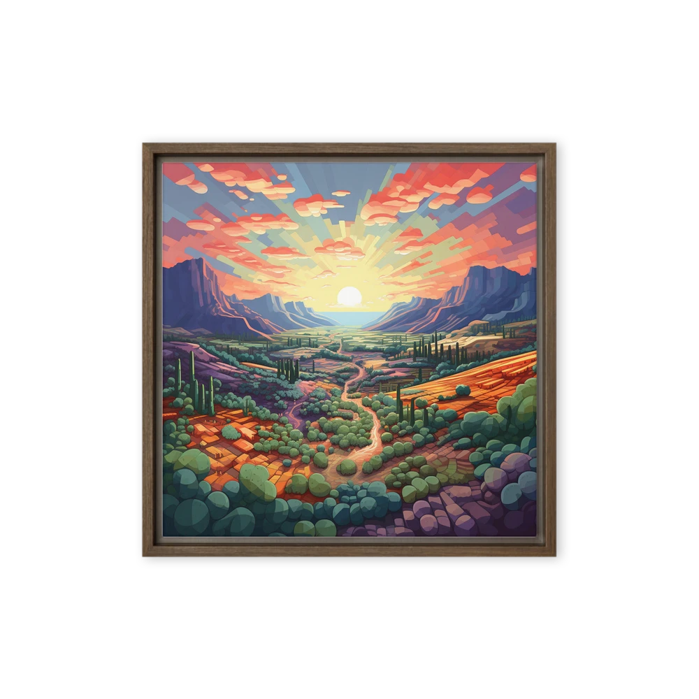 Geometric Sunset Valley Landscape | Art Print