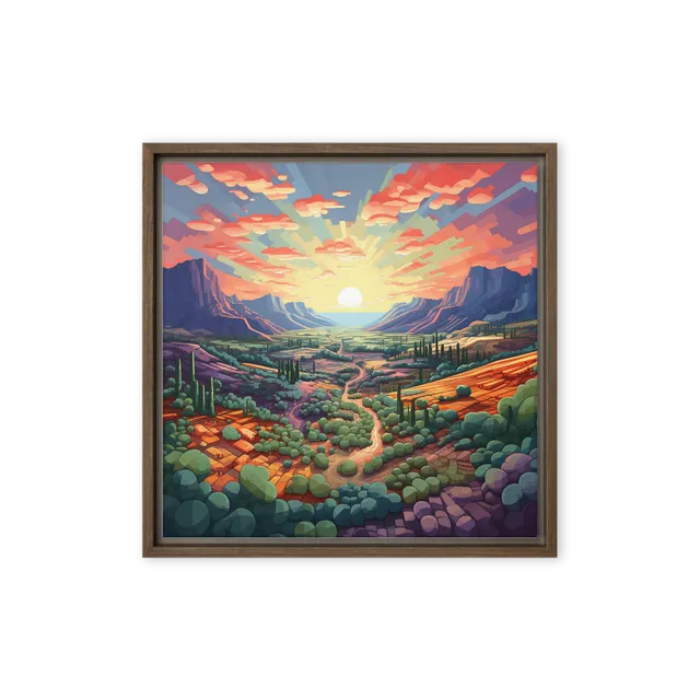 Geometric Sunset Valley Landscape | Art Print