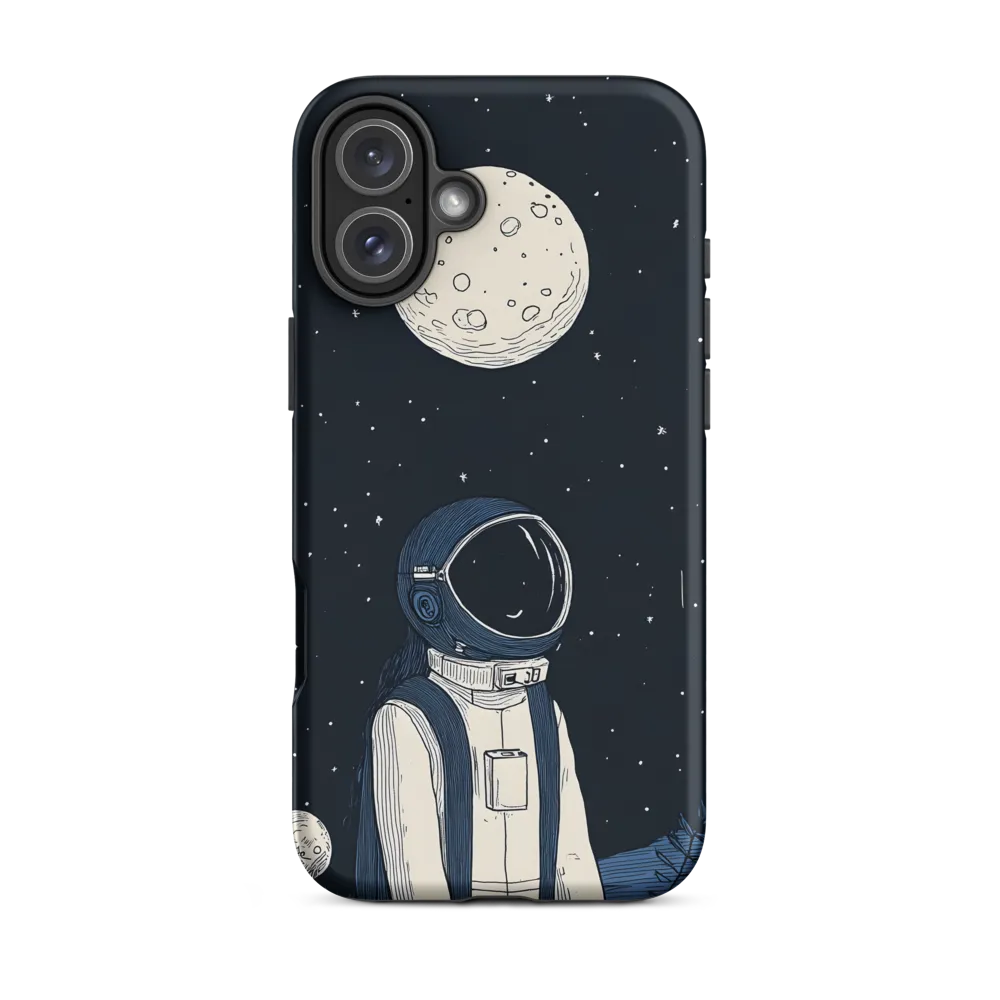 Astronaut Gazing at Moons | Phone Case