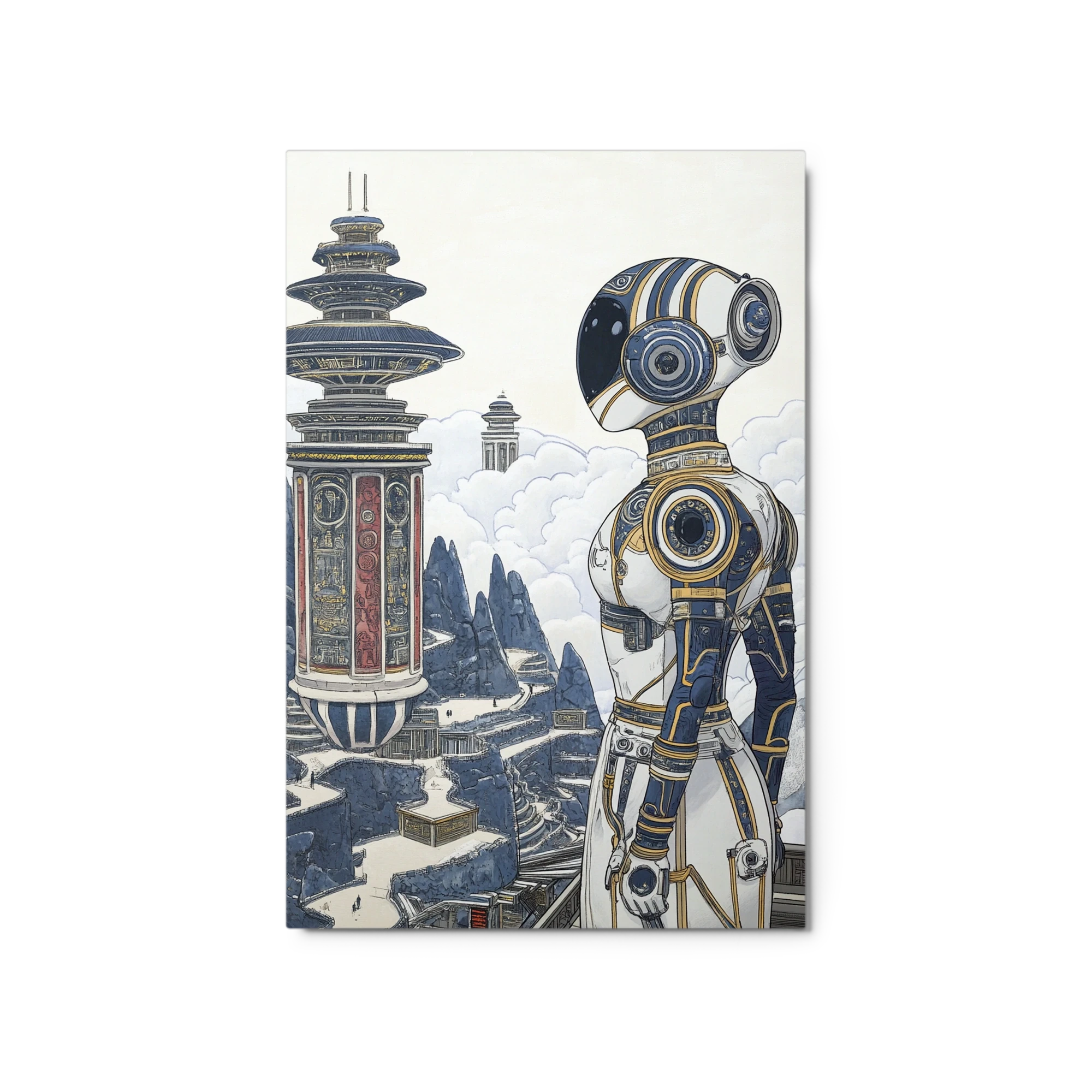 Futuristic Robot in Dystopian Landscape