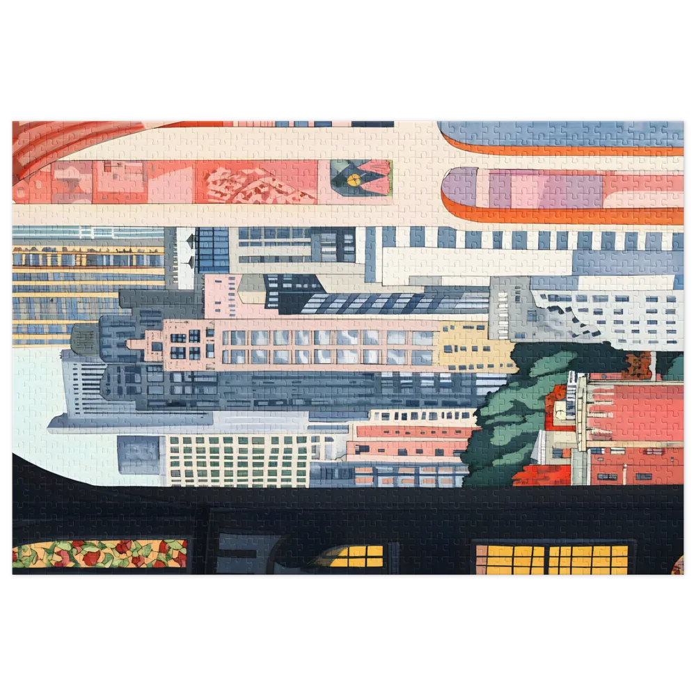 Vibrant Cityscape Illustration | Jigsaw Puzzle (252/520 pieces)