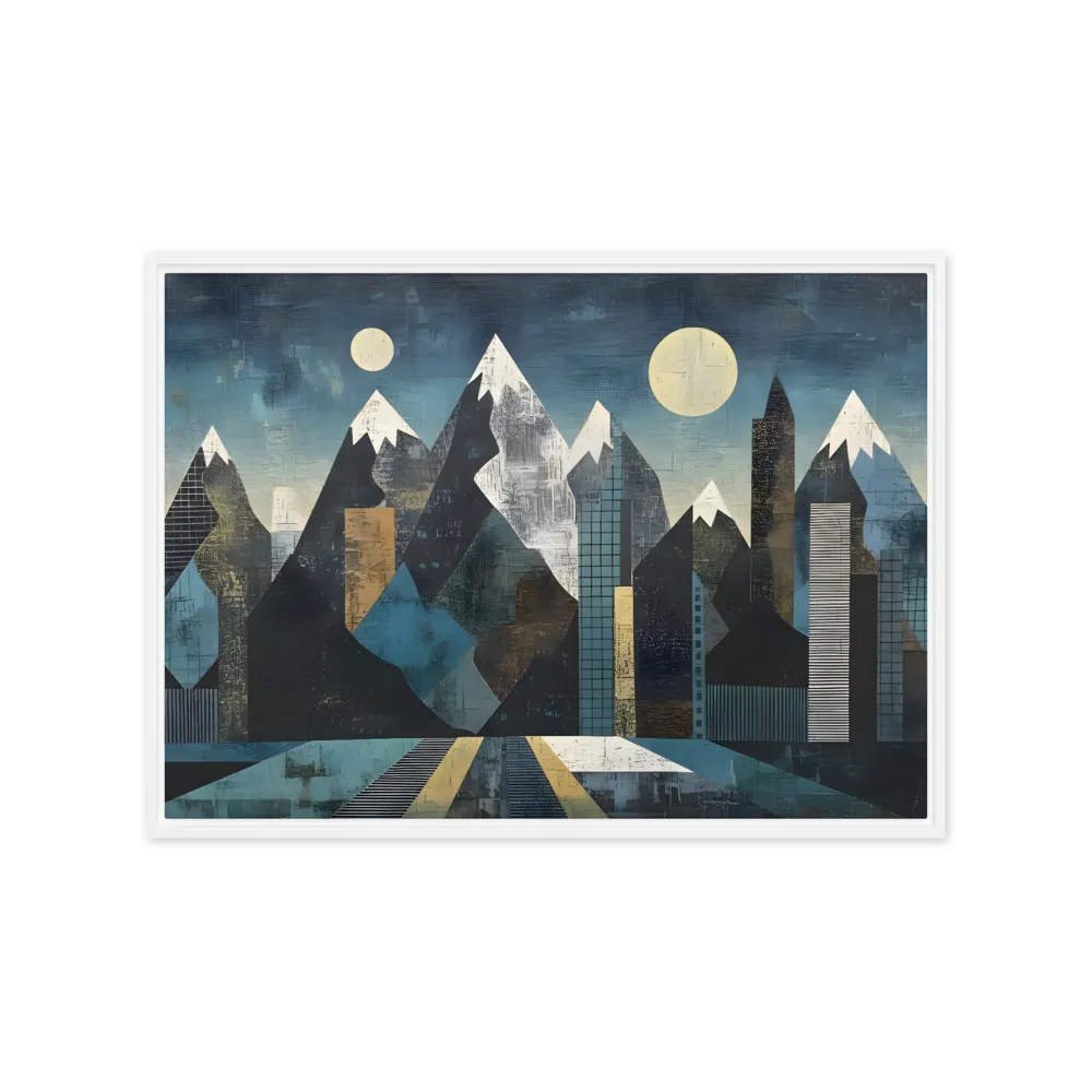 Lunar Peaks, Urban Depths 
 Canvas with White Frame