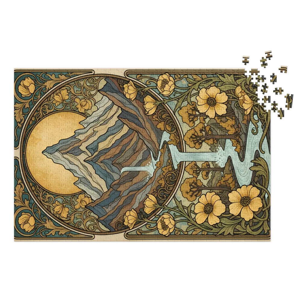 Fluxo Montanhoso Art Nouveau 
 Puzzle em caixa de metal