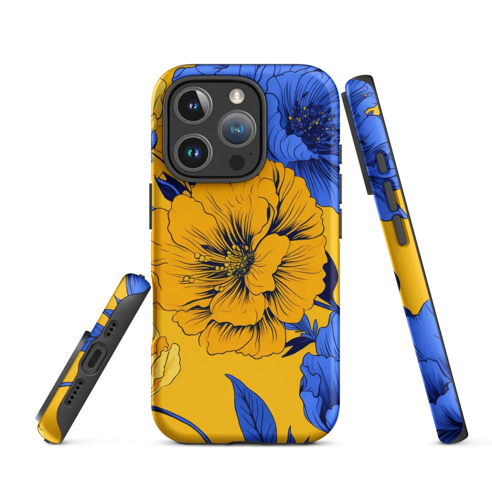 Vibrant Blue and Yellow Floral Illustration