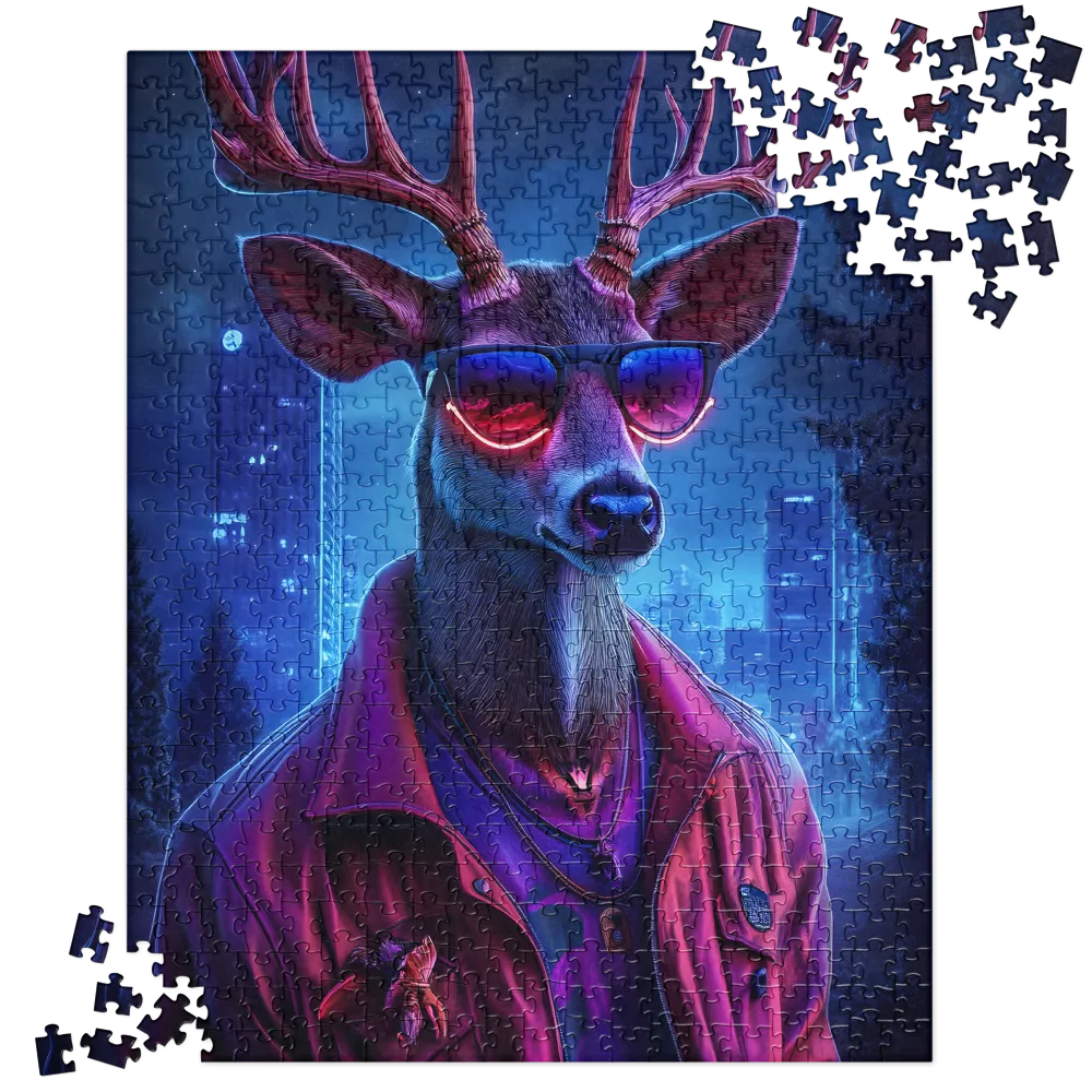 Cyberpunk Stag 
 Jigsaw Puzzle in Tin Box