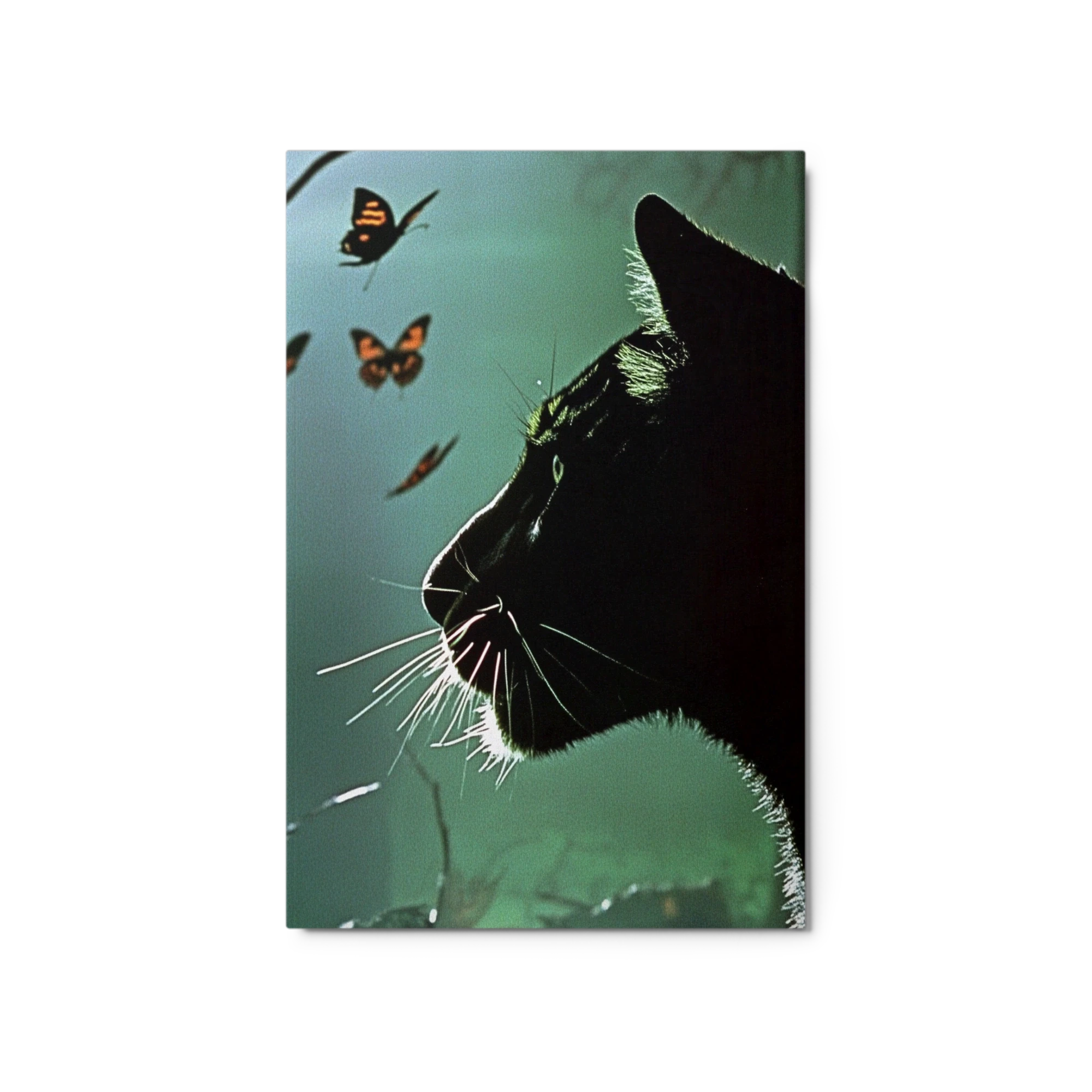 Panther Silhouette with Butterflies
